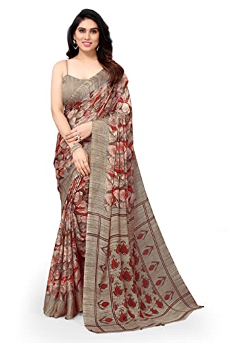 Image of MIRCHI FASHION Saree for Woman Chiffon Floral Printed | Polished Professional Office and Regular Daily Use Sari with Blouse Piece
