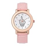 Fuck You, orologio da polso da donna, elegante, con scheletro, dito medio, analogico, al quarzo, cinturino in pelle, Stile:, regular, Cinturino