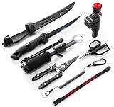 Piscifun 6pc Fishing Tool Kit, Fishing Line Spooler, Stainless Steel Pliers, Fillet Knife, Braid Scissors, Aluminum Fish Gripper, Lanyard, Fishing Gear Gifts for Men Women