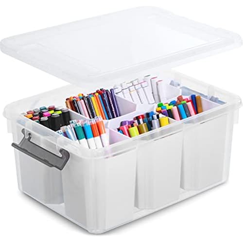 Citylife 17QT Craft Organizers and Storage bins with Lids, Marker Organizer