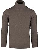 Cashmere Zone Pull Col Roulé Homme 30% Cachemire 70% Laine – Made in Italy – Tricot Chaud Doux Élégant à Manches Longues(Marron, XL)