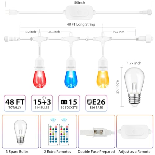 Guirlande lumineuse d'extérieur RVB 14,6m Mlambert ampoules LED blanc