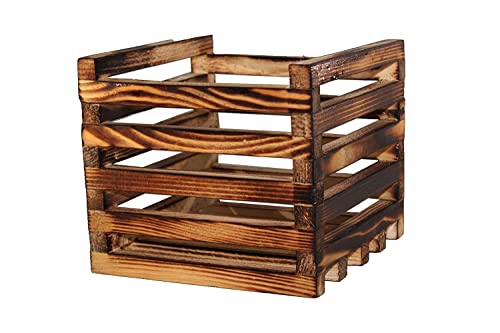 NB Crafted Burn Black Pine Wood 6 Inch Superior Hanging Plants, Flower Pot, Gamle Holder Stand Used for Indoor and Outdoor, Gardening, Balcony, Home Decore Size – Free Pot (Pack of 2)