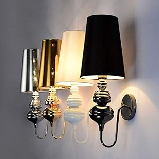 Bedroom Wall Lights, Wall Sconces, Modern ine Wall Lamp Glo/Black/White Cloth Shade Wall Light Living Room Foyer Bedroom Beside Lamp Hotel Sconce