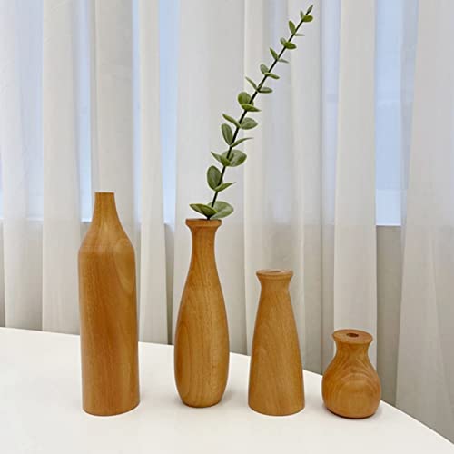 Ochine Wood Vase Wooden Flower Vase Home Decor Gift Solid Handmade Natural Wood Vases Modern Rustic Vases Modern Decorative Planter Flower Pot For Silk Plant Home Office Wedding Table Decoration #TOP4