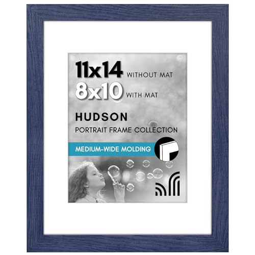 Americanflat 11x14 Picture Frame - Matted to 8x10 - Engineered Wood - Blue