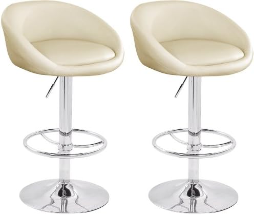 Lamboro 2 X CREAM BREAKFAST BAR STOOLS FAUX LEATHER BARSTOOLS KITCHEN STOOL NEW CHAIRS by Lavin Lifestyle