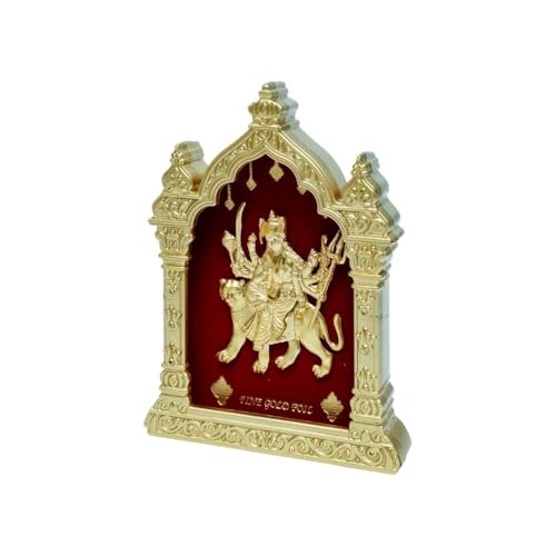 Image of EKA Temple Series Durga Table Top Premium Gold Foil Artwork with Metal Stand | Divine Goddess Durga Inspired Spiritual Decor for Home, Office & Pooja Space | Auspicious Gift