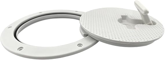 Marine Deck Hatch Cover, 6 Inch Plastic Inspection Lid with Rotating Handle, Leak-Proof O- Seal for Boat Yacht RV Storage accessing