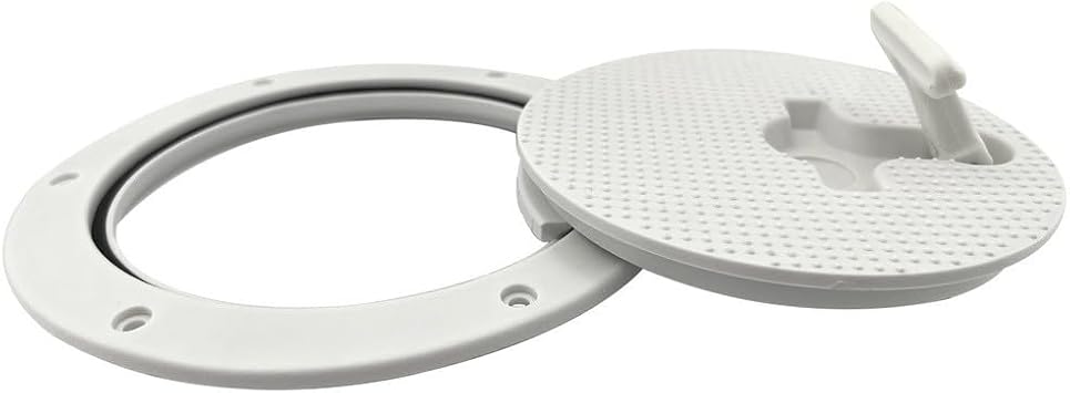 Marine Deck Hatch Cover, 6 Inch Plastic Inspection Lid with Rotating Handle, Leak-Proof O- Seal for Boat Yacht RV Storage accessing