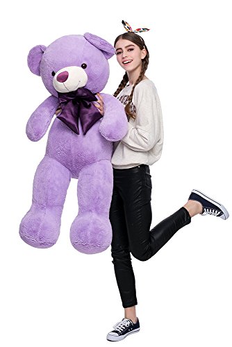 Image of MaoGoLan Giant Purple Teddy Bear 47 inch Life Size Bear Stuffed Animal Plush Toy Valentines Bear for Girls Girlfriend Wife Children Teens
