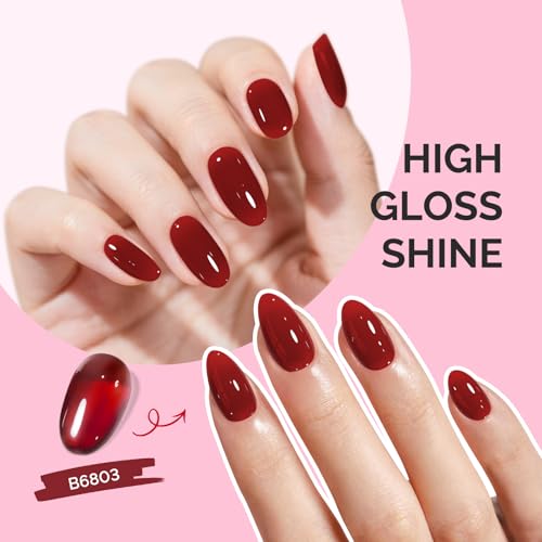 Image of MelodySusie Jeweliver Gel Nail Polish, 0.5Fl.oz Gel Polish Red Brown Color Soak Off UV LED Light Cure Gift for Women Manicure Nail Art DIY at Home B6803