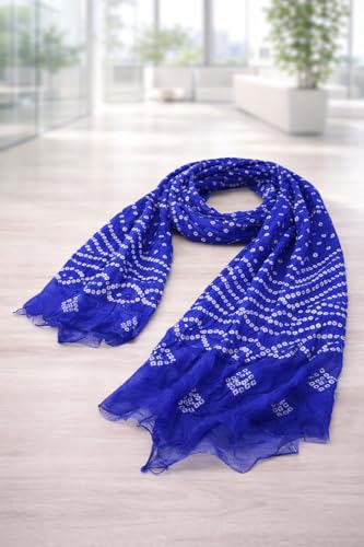 Image of PK HUB Women's Jaipuri Rajasthani Bandhani Dupatta | Art Silk Bandhej Dupatta with Gota Patti Work & Tassels (Free size)