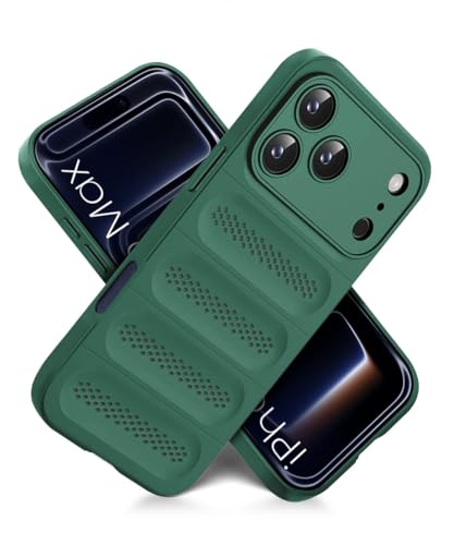 Image of WOW IMAGINE Ultimate Silicone Back Cover Case for iPhone 17 Pro Max | Heat Dissipation Thin Soft TPU | 360 Camera Protection | Breathable Cooling Holes - Forest Green