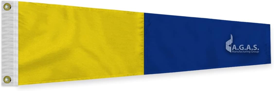 AGAS No 5 Pennant Code of Signals - 8 In x 2 Ft - Printed 200 Nylon - Quadruple Stitched Edges - Solid Brass Grommets Canvas Heading - Number 5 Signal Flag - Size 0.