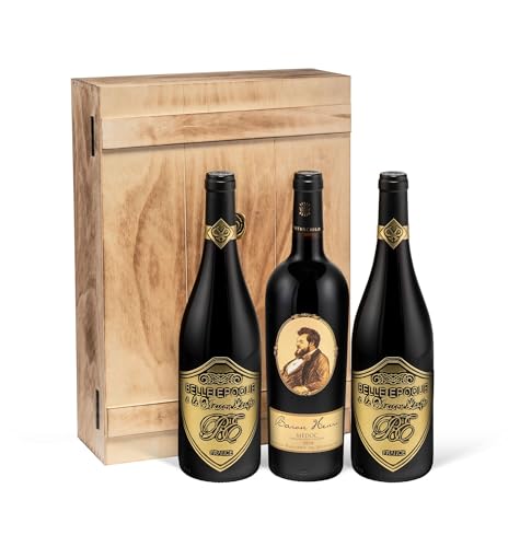 Bordeaux vs. Pays d'Oc - sélection d'excellence Rotweine im Vergleich - 1 x Baron Philippe de Rothschild 'Baron Henri' A.O.C. Medoc und 2 x Belle Epoque á la Maison Laufèr I.G.P. (3 x 0.75 l)