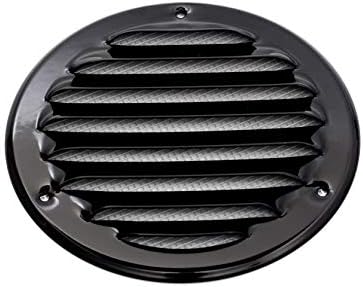 Vent Systems 4" Inch Black Soffit Vent Cover - Round Air Vent Louver - Grill Cover - Built-in Insect Screen - HVAC Vents for Bathroom, Home Office, Kitchen
