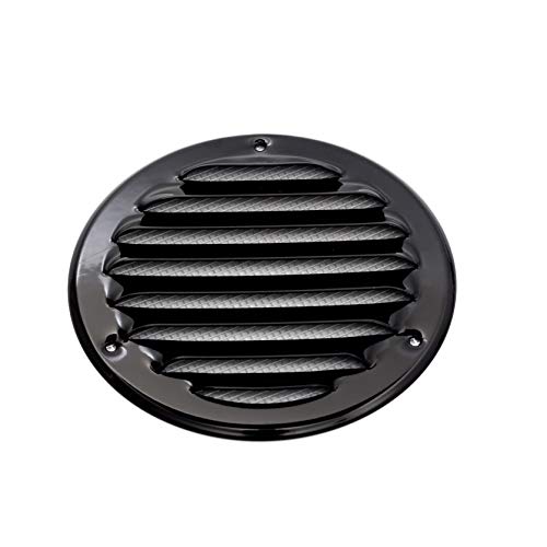 Vent Systems 4'' Inch Black Soffit Vent Cover - Round Air Vent Louver - Grill Cover - Built-in Insect Screen - HVAC Vents for Bathroom, Home Office, Kitchen 4'' Inch - Pack of (1)