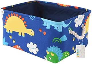 OYHOMO Storage Basket Rectangle Foldable Fabric Storage Box Dinosaur Decorative Storage Bin for Home Office Nursery, Blue, 17.7x13.8x9.8 Inches, Large
