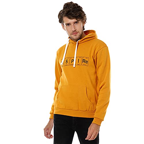Image of CAHOOT Men Mustard Printed Sweatshirt