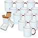 Box of 12 11 oz. RED RIM- Ceramic Sublimation Mugs - Rim/Handle -Cardboard Box with Foam Supports