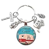 Gaodercha 1 portachiavi per caravan, pratico ed elegante, Happy RV Camper, portachiavi Touring, camper, furgone, campeggio, portachiavi per le vacanze, per gli amanti dei campeggiatori