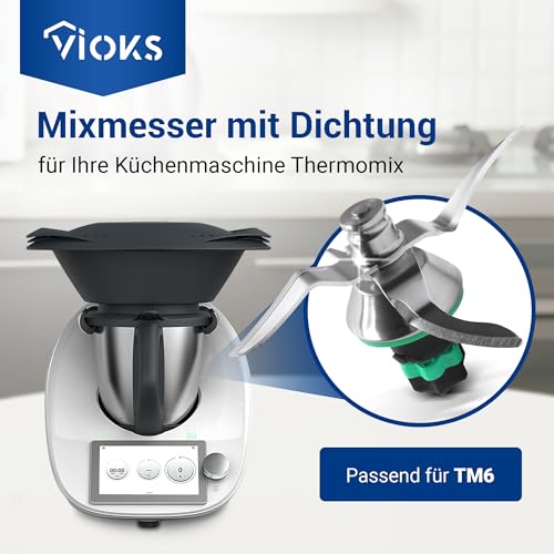 VIOKS Messer Thermоmix TM6 Ersatz für Vоrwerk Thermоmix Messer TM6 - Thermоmix TM6 Messer aus Edelstahl SUS420 Ersatzmesser Thermоmix TM6 - Thermоmix Ersatzteile TM6 & Thermоmix TM6 Zubehör Vоrwerk