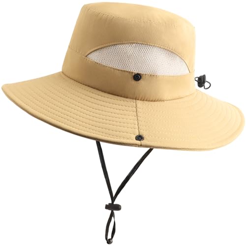 Summer Sun Hats for Women Men Waterproof Foldable Bucket Hat Mesh Wide Brim Beach Hats Outdoor Fishing Hiking Fishing UPF 50+