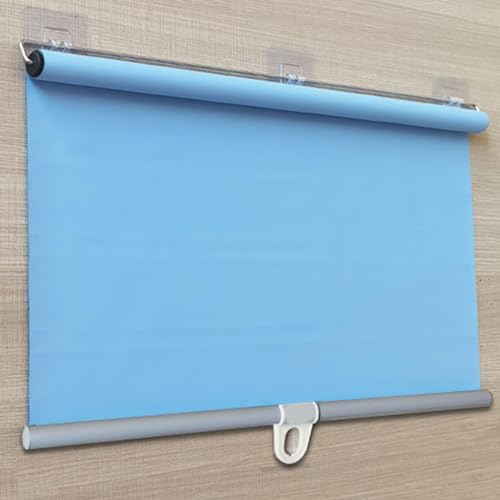 Verdunkelungsrollo mit Saugnapf, für Balkonfenster, Sonnenschutz, einziehbarer Sonnenschutz, blau, 60 x 150 cm
