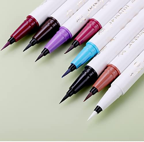White Eyeliner Pen Coloured Eyeliner, Long Lasting Waterproof Eyeliner Make-up Eyeliner Matte Liquid Eyeliner Pencil Highly Pigmented Smudge-proof Colourful Eye Liner Pen for Everyone
