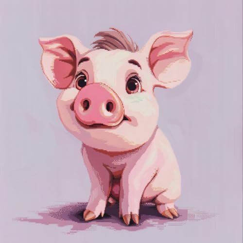 Generic Cute Pig DIY 11CT Stamped Cross Stitch Kits for Beginners Easy Needlepoint Embroidery Counted Cross Stitch Art Craft for Wall Decoration 14x14inch(2)