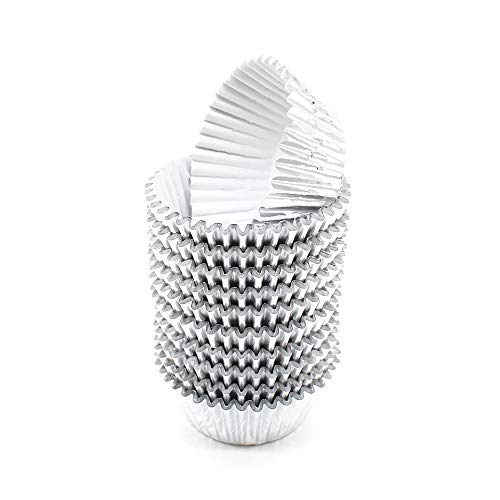 Image of Silver Foil Cupcake Liners,GOLF Standard Size Silver Foil Cupcake Liners Wrappers Metallic Baking Cups,Muffin Paper Cases, 500 Pack