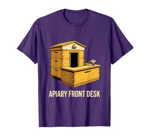 Apiary Front Desk Funny Beekeeper Beekeeping Humor T-Shirt, Men, Purple, X-Large