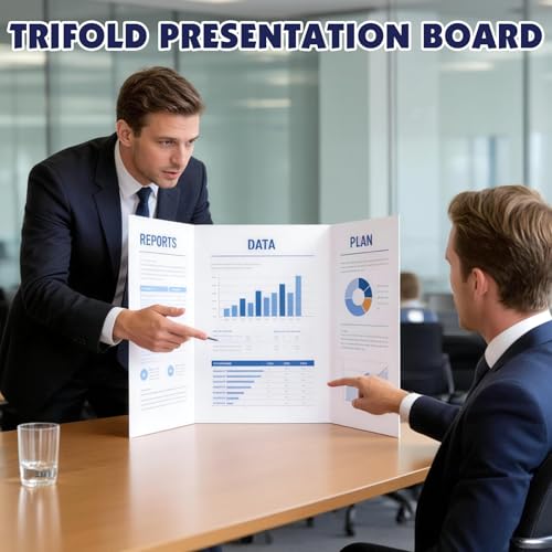 20 Pack Trifold Poster Board, 16in x 24in Corrugated Project Board, White Presentation Board, Trifold Display Board for School Project, Business Presentation, Science Fairs, Event Display - Thumbnail 7