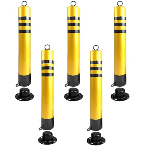 Aioneer Safety Bollards Parking Bollards Steel Traffic Barrier,Safety Cones,Commercial Parking Bollard Lockable,Driveway Sidewalk Traffic Delineator Post Reflective Nightly,-5 Pack-80cm/31.5in Tall