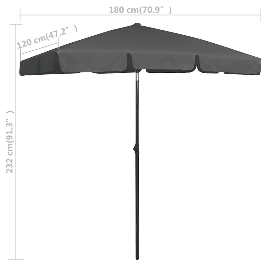Generisch Parasol plażowy żółty piaskowy 180 x 120 cm wykonany z odpornego na promieniowanie UV i odpornego na kolor poliestru, ze stabilnymi żebrami parasola i mechanizmem przechylania w dowolnym