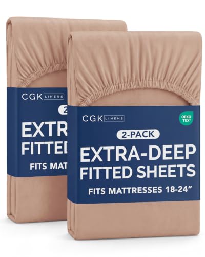 Image of CGK Linens 2 Pack Extra Deep Queen Fitted Sheets - Mauve