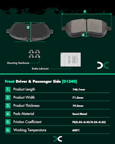 Image of SCITOO Disc Brake Pads Kits D1340-8451 & D1341-8452 Front Rear 8Pcs Brake Pads Set Fit For Mercedes-Benz For C250 2012-2015,For Mercedes-Benz For C300 2008-2012