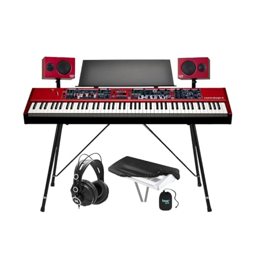 Nord Stage 4 88 88-Key Fully-Weighted Electric Keyboard Bundle with Nord Piano Monitor V2 (Pair), Nord Music Stand, and Professional Studio Headphones (5 Items)