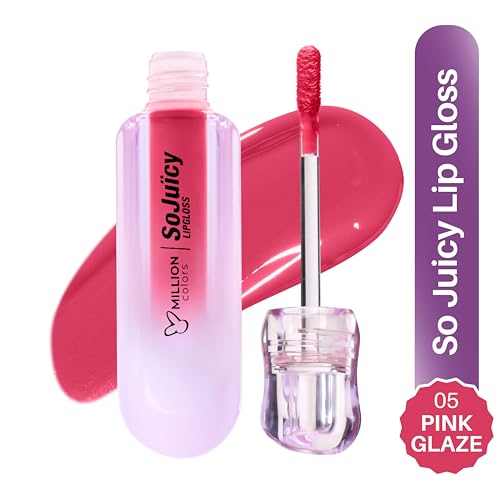 Image of Million Colors So Juicy Lip Gloss Infused With Castor Oil and Vitamin E| Long Lasting and Extra Hydrating| Light Weight and Non-Sticky(Pink Glaze, 05)