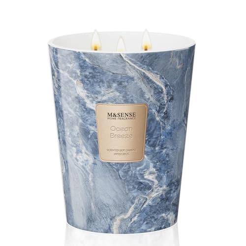 Image of M&SENSE Ocean Breeze Summer Scented Candles for Home, 3-Wick Highly Scented Jar Candles, 35 Oz 150 Hours Long Lasting Burning Candles Gifts for Women, Relaxing Aromatherapy Candle for Stress Relief