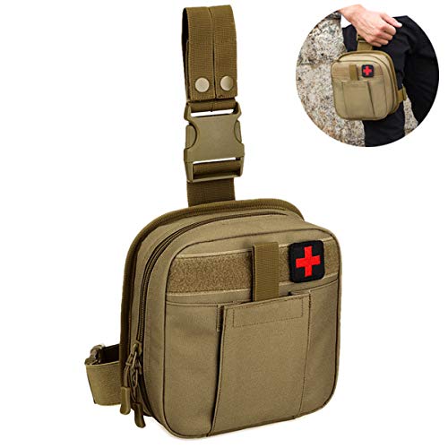Selighting Bolsa de Pierna Tactica Hombre Bolso de Cintura Ejército Militar Riñonera de Gran Capacidad Cinturón Bolsa MOLLE Médico (Marrón)