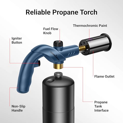 Image of ThermoMaven Propane Torch Gun, Adjustable Cooking Torch Lighter, Blue
