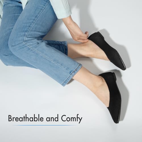 Image of ATHMILE Pointed Toe Flats for Women Comfortable Knit Ballet Flats Shoes