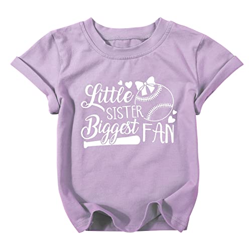 Image of FRYAID Toddler Baseball Sister Shirt Baby Girl Baseball Outfit Big Sister Shirt Birthday Girl T-Shirt Summer Cotton Tee Top