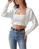 Arach&Cloz 100% Cotton Bolero Shrug for Women Spring Summer Fashion V Neck Long Sleeve Cropped Cardigans...