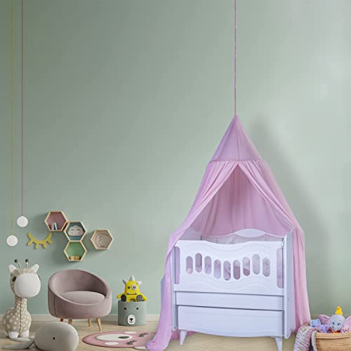 Kids Bed Canopy - Play Tent With Dome Hanging From Ceiling For Girls Boys Room - Reading Nook Princess Castle - Girl Bedroom Decor - Mosquito Net On Crib Beds - Bedroom Nursery Baby Corner - Pink #TOP3
