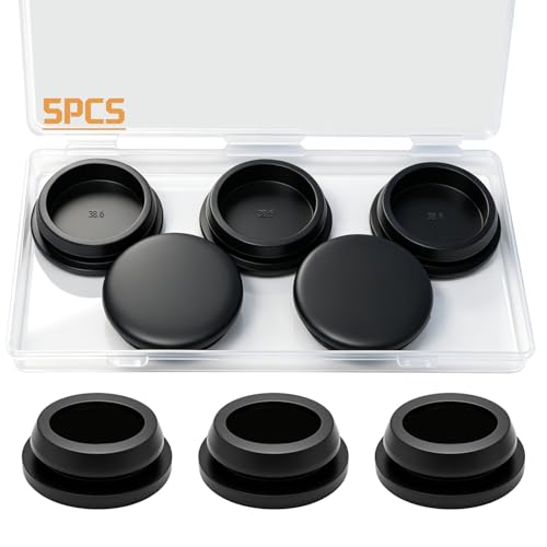 Image of 5PCS 38.6mm Rubber Plugs for Holes Black, 1-1 /2 inch Silicone Plug for Round Holes DD044-38.6B