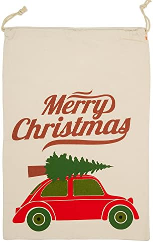 VIERES Merry Christmas Secret Car Trees Santa Large Sack bags for small or large gifts presents 70cm x 50cm drawstring bag