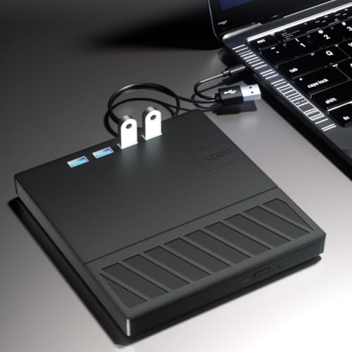 7 in 1 External CD/DVD/VCD Drive Slim USB 3.0 Type-C Optical ExternalCD/DVD/BD -/+RW Player Burner with SD/TF Port, Optical Disk Drive Compatible with Windows 11/10/8/7 OS